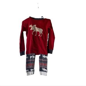 Lazy One 4T Red‎ Moose Pajama Set